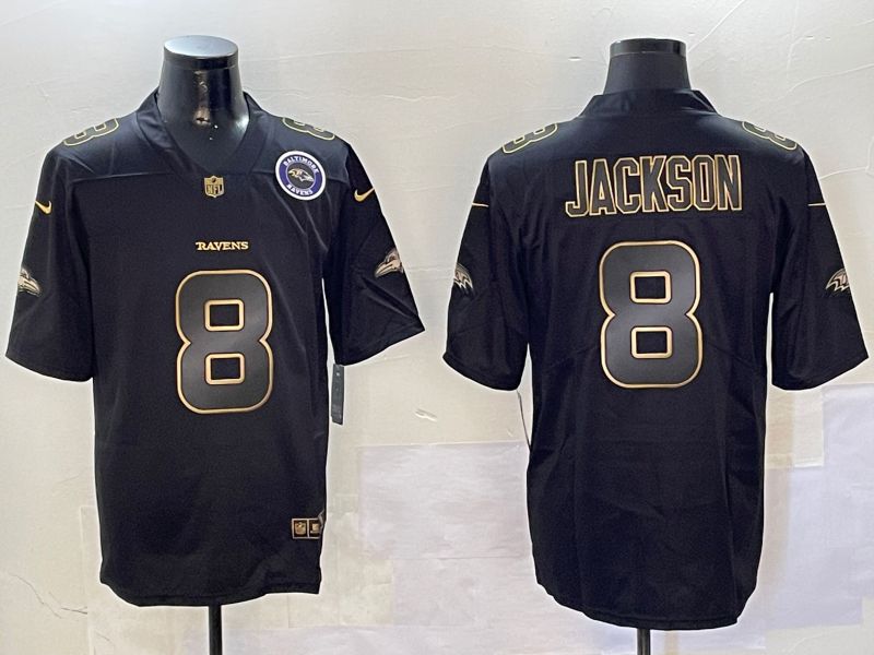 Men Baltimore Ravens #8 Jackson Black Gold 2024 Nike Limited NFL Jersey style 01083->philadelphia eagles->NFL Jersey
